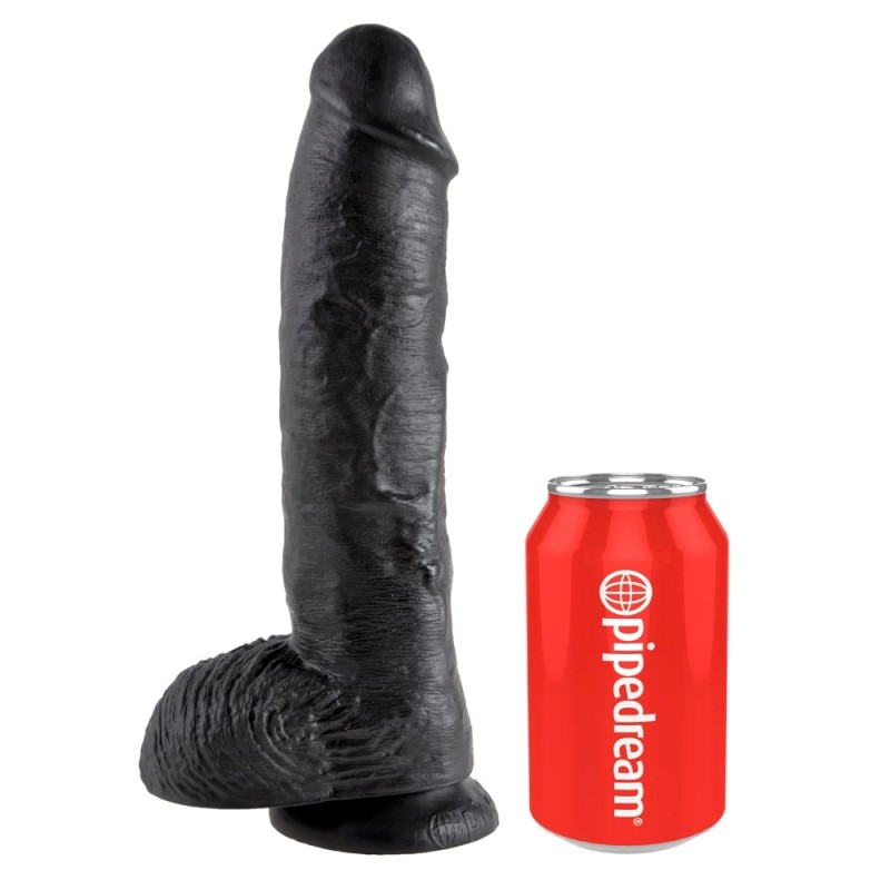 King Cock - Realistyczne Dildo Z Żołędziem Jądrami I Żyłkami 25 CM Czarny